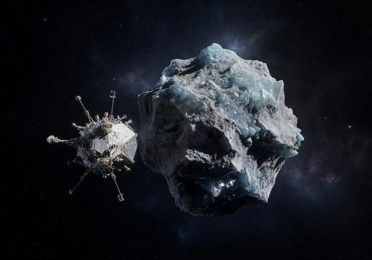 Artist impression of Comet Interceptor spacecraft approaching a pristine comet