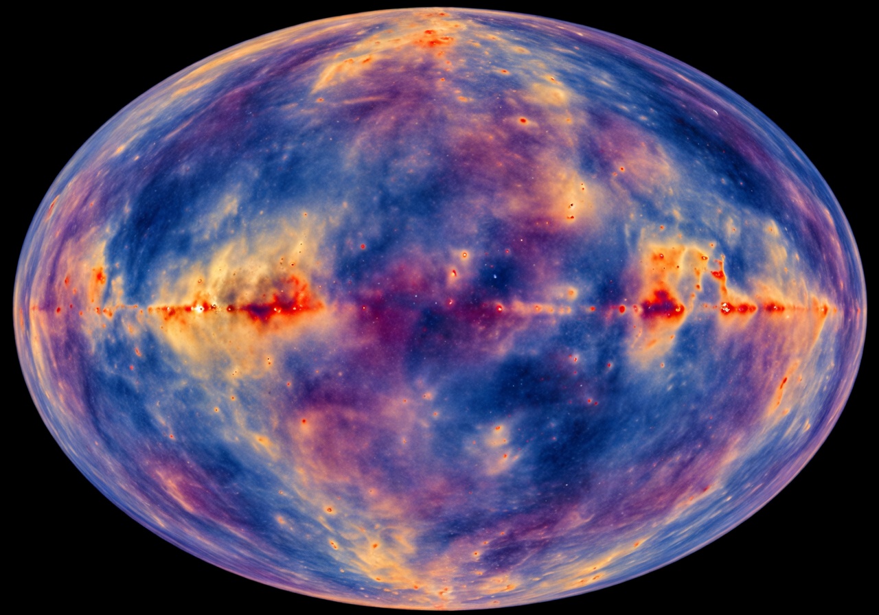 Cosmic microwave background radiation map of the universe