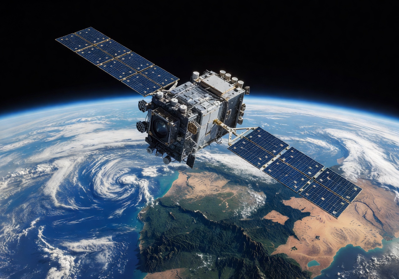 Earth observation satellite monitoring planet environment and climate